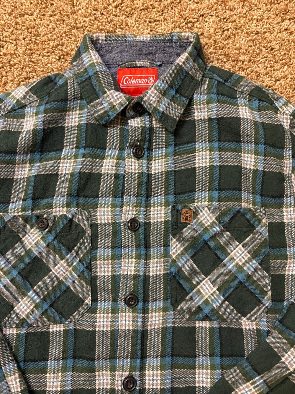Coleman Quilted Lined Plaid Flannel Button Down Mens Size Medium